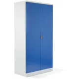 Schrank & Stuhl XXL Werkzeugschrank – Werkstattschrank mit 4 höhenverstellbaren Fachböden, Stahlschrank für Werkzeuge, 195 x 92 x 60 cm (H x B x T), Grau/Blau