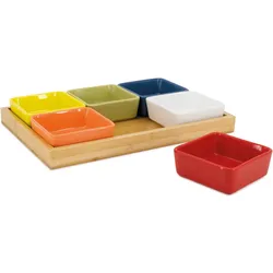 Remember - Schalenset mit Holztablett, bunt (7-tlg.)