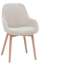 miliboo Skandinavische Stühle aus beigem Stoff mit Samteffekt und helles Massivholz (2er-Set) HOLO