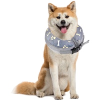 Lollanda Aufblasbares Halskrause Hund Verstellbares Leckschutz Hund Weicher Hunde Halsbänder für Recovery Gesundheit Halskrausen. (Grau-drucken, 5"-8")