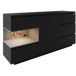roba Minecraft Sideboard - 160x40x80cm - schwarz - Holz / Holz