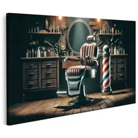 islandburner Leinwandbild Klassischer Friseurstuhl in einem nostalgischen Barber Shop Salon