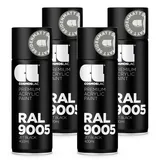 COSMOS LAC Sprühlack Sprühdose - 400ml - Sprühfarbe für den DIY-Bereich, geeignet für alle Oberflächen - Lackspray (4, RAL 9005 - schwarz seidenmatt)