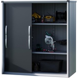 GFP Geräteschrank Metall 180x75x191 cm Gartenschrank wetterfest mit Schiebetür in anthrazit inkl. Fußboden