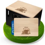 Personalisierter Sitzauflage aus Holz - Schneidebrett holz - Outdoor Sitz mit Motiv für Festival, Vatertag, Camping & Balkon - 2in1 mobiler Hocker & Tisch - Geschenke für Männer