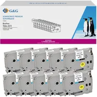 G&G Schriftband 10er Set 5T231-10TD kompatibel Brother TZe-231 Bandfarbe: