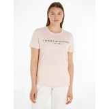 Tommy Hilfiger Damen T-Shirt Kurzarm Reg Corp Logo C-Nk Ss Rundhalsausschnitt, Rosa (Whimsy Pink), S