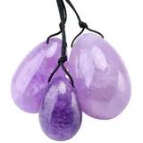 mookaitedecor Amethyst Yoni Eier Kegel Bälle Beckenbodentrainer Übungs-Set mit 3 Größen, Ben Wa Balls Massage Steine für die Übung der Beckenboden und Blase & Erholung die Postpartale Vagina