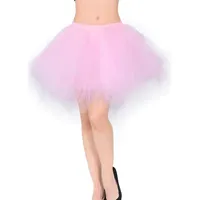 Tmade Damen Tüllrock, 50er Jahre Rockabilly Petticoat, Damen Tutu Petticoat, kurzes Ballettanzkleid, Ballkleid Abendkleid, Puffiger Cosplay-Rock, Rosa(M) - M