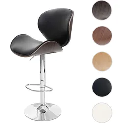 Barhocker Foxrock, Barstuhl, Holz Bugholz Retro-Design ~ grau, Kunstleder schwarz