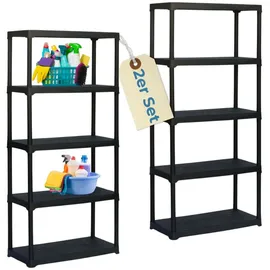 GarPet Steckregal Kunststoff 80 x 40 x 176 cm schwarz 5 Böden