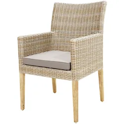 Ploß Borneo Landhaussessel, beige-meliert, Polyrattan/FSC-Akazie, 60x65x94cm, inkl. Polster