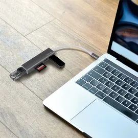 Logilink USB-C Hub 3-Port mit Card Reader Anthrazit