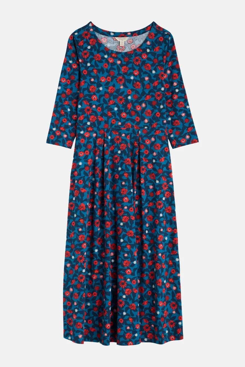 Seasalt Cornwall Veronica Damen Kleid Blau Rot Blumen GOTS Organic