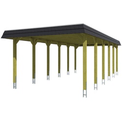 SKANHOLZ Carport »Spessart«, BxT: 396 x 893 cm, Firsthöhe: 244 cm, farbbehandelt - braun