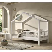 Vipack Hausbett 90 x 200 cm Buche massiv weiß lackiert