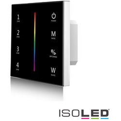 ISOLED Sys-Pro RGB+W 4 Zonen Einbau-Touch-Fernbedienung + DMX Output, 230V, Schwarz ISO-114458