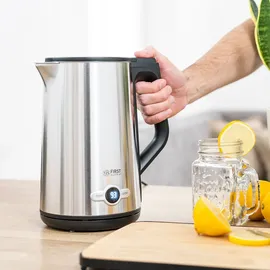 First Austria TZS First Austria Edelstahl Wasserkocher 2200W, 1,7 L, Temperatureinstellung 60-100 Grad, Warmhaltefunktion, Kalkfilter, verdecktes Heizelement, LED Beleuchtungsfarbe