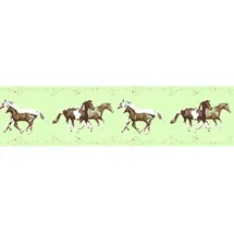 Profhome Kinder Tapete Bordüre 0,13 m x 5,00 m 0,65 m2 Grün/Braun/Weiß/Rosa 358381