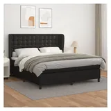 vidaXL Boxspringbett mit Matratze Schwarz 180x200 cm Kunstleder