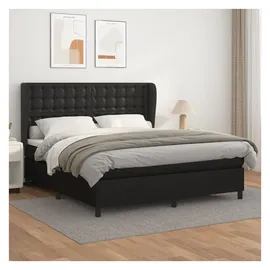 vidaXL Boxspringbett mit Matratze Schwarz 180x200 cm Kunstleder