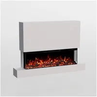 GF Core Elektrokamin Clear Wall XL Wandkamin mit 3D Feuer und Heizung (Thermostat), Elektrischer Kamin mit APP Steuerung, Heizleistung (900- 1800 W) weiß 36 cm