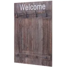 Mendler Garderobenpaneel HWC-C89 Welcome 91 x 60 cm Braun