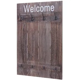 Mendler Garderobenpaneel HWC-C89 Welcome 91 x 60 cm Braun