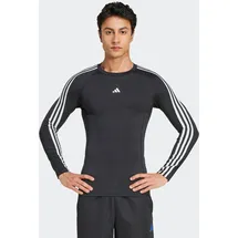 adidas Herren Shirt TECHFIT Compression Training 3-Streifen, Größe XL in Grau BLACK