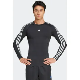 adidas Herren Shirt TECHFIT Compression Training 3-Streifen, Größe XL in Grau BLACK