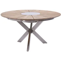Diamond Garden Tisch LYON Ø 140 cm, Edelstahl / Teak