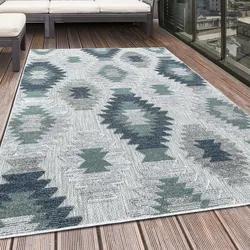 Teppich AYYILDIZ TEPPICHE "BAHAMA 5153,AYYILDIZ TEPPICHE,BAHA", blau, B:240cm H:8mm L:340cm, Polypropylen, Teppiche, Flachflor mit Hoch-Tief-Struktur, In-und Outdoor geeignet