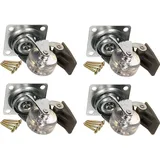 KOTARBAU® 4er Set Transparente Möbelrollen Ø 35 mm mit Bremse für alle Bodenarten Lenkrolle Gummirolle Transportrolle Sofarolle Schieberolle We...