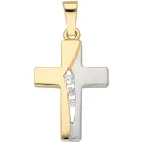 Kettenanhänger ADELIA ́S "Kreuzanhänger 333 Gold ( 8K ) mit Zirkonia", silber, Schmuckanhänger, Damen, mit Zirkonia, Gold, Kettenanhänger, Goldanhänger Kreuz