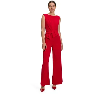 Vera Mont Overall VERA MONT "Damen Jumpsuit mit weitem Bein", Damen, Gr. 46, rot (rot rose), Crêpe, Obermaterial: 95% Polyester, 5% Elasthan. Futter: 100% Polyester., ausgestellt, U-Boot-Ausschnitt, Overalls, Bunddetail