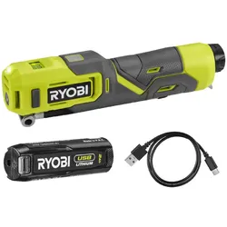 Ryobi Akku-Mini-Kompressor 4 V, Druckluftkompressor inkl 1x2,0 Ah Akku & USB-C Ladekabel, RI4-120G