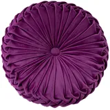 DHAEY Rund Wurfkissen Rundes Gefülltes Kissen Samt Plissierter Kürbis Sitzkissen Bodenkissen für Zuhause Sofa Bett Auto, Durchmesser 38cm, Hellviolett
