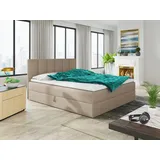 Sofnet Boxspringbett mit Topper, Bonell-Matratze und 2 Bettkästen, Doppelbett, Polsterbett, Bett - 180 x 200 cm)