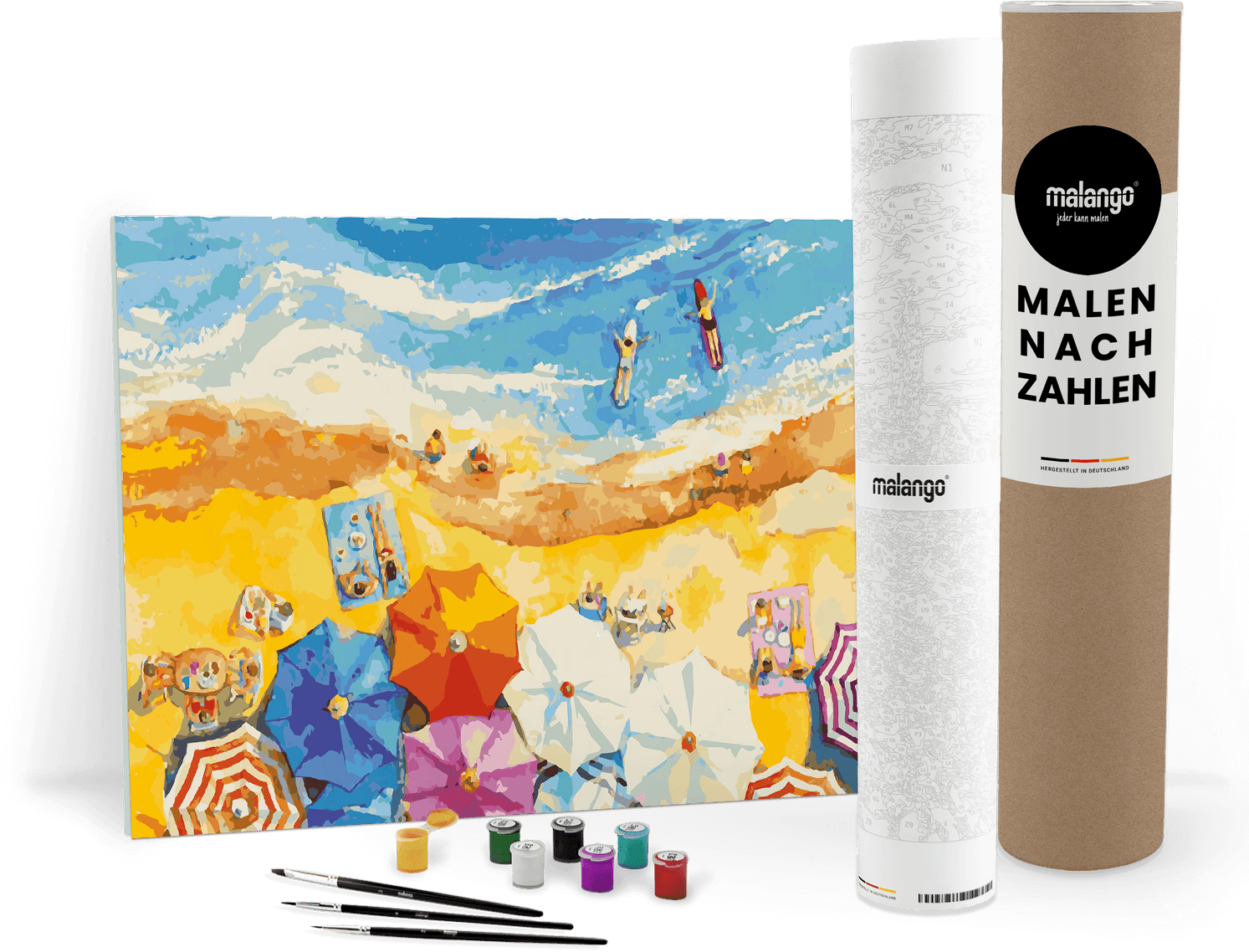 malango Malen nach Zahlen - Meer "Strand im Urlaub" - 120 x 80 cm - mit DIY Keilrahmen Set
