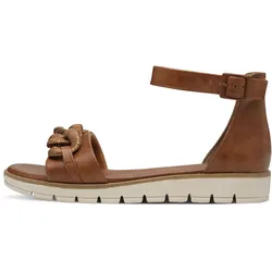 Riemchensandale MARCO TOZZI, Damen, Gr. 37, braun (cognac), Lederimitat, modisch, Schuhe, Keilabsatz, Sommerschuh, Sandalette, mit Zierkette Ton in Ton