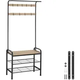 Tectake Garderobenständer Wichita 73,5 x 36 x 184 cm Braun