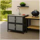Hti-Living Spüle mit Abtropfläche und Unterschrank 83 x 43 cm Grau