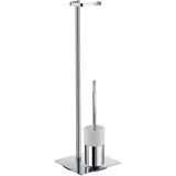 Smedbo FK322P Outline Toilettenpapierhalter mit Bürste, Chrom poliert/Porzellan