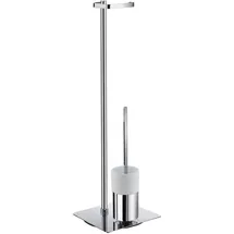 Smedbo FK322P Outline Toilettenpapierhalter mit Bürste, Chrom poliert/Porzellan