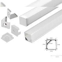 Energmix Alu Profil 2m mit Milchglas Abdeckung für LED-Streifen