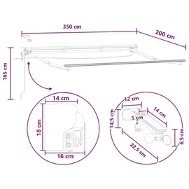 vidaXL Elektrische ausziehbare Markise 3,5 x 2 m taupe