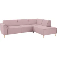 Ecksofa ANDAS "Janek L-Form" Sofas Gr. B/H/T: 263cm x 81cm x 191cm, Struktur weich, Ottomane rechts, ohne Funktion, rosa (flamingo) mit Federkern und Keder in scandinavischem Design