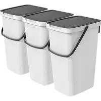 Vidaathome.de Q-SYSTEMA Abfalleimer-Set 3 x 20 Liter – Hellgrau