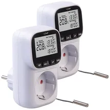 Revolt 2er-Set Digitale Steckdosen-Thermostate für Heiz & Klimageräte