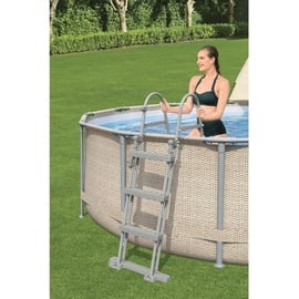 BESTWAY Power Steel Frame Pool Set 396 x 107 cm inkl. Filterpumpe Rattanoptik